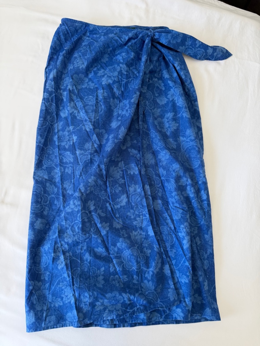 Ralph Lauren Deep Blue Floral Tie-Side Swim Sarong wrap Skirt 10P
